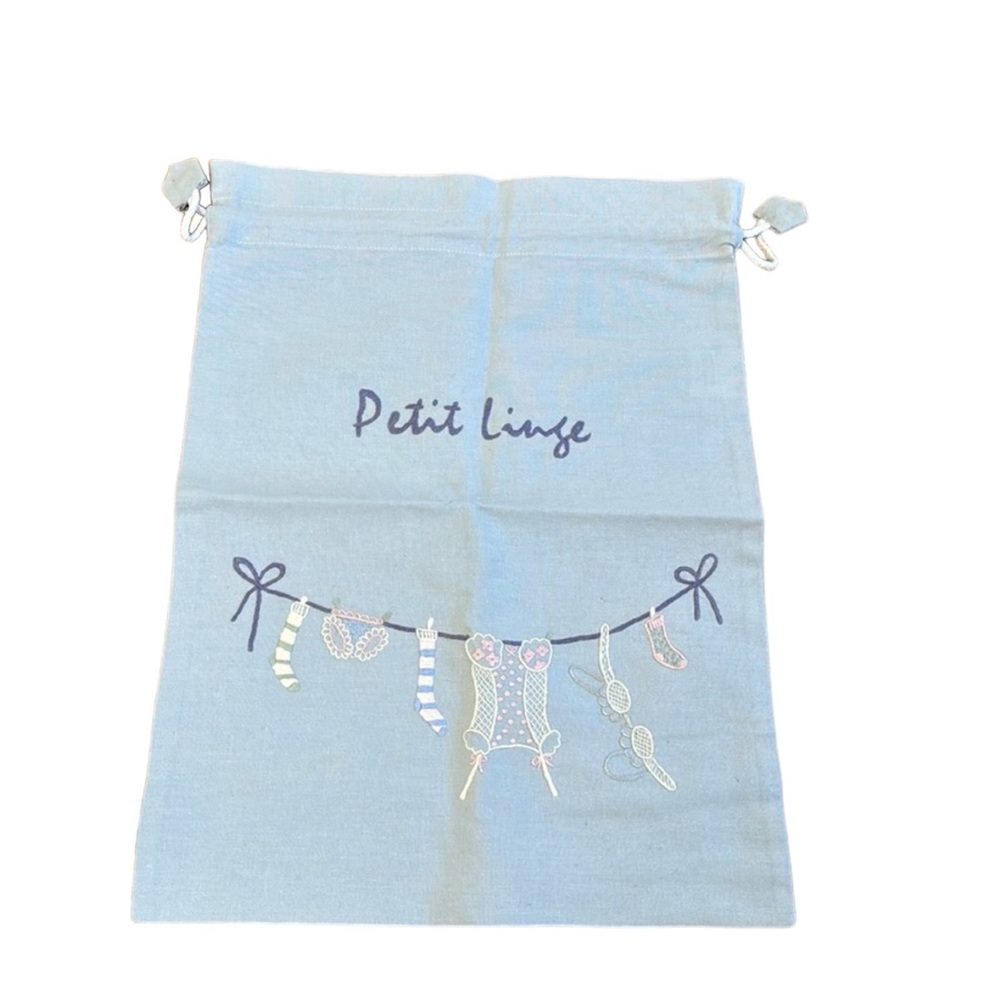 Lingerie bag. Pale grey with embroidery. NWOT